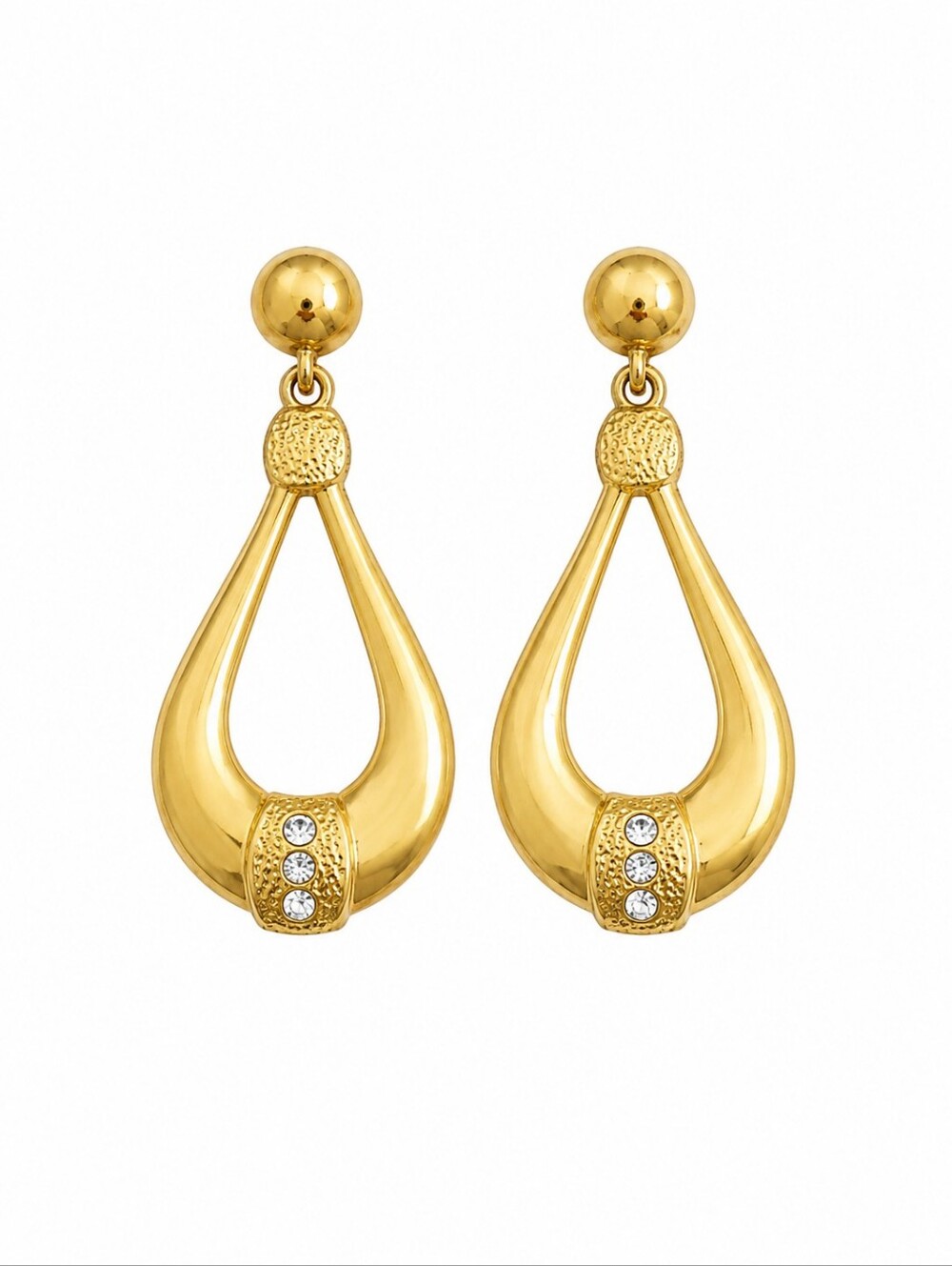 VTG Rhinestone Teardrop Creole Door Knocker Buckle Castlecore Post Earrings